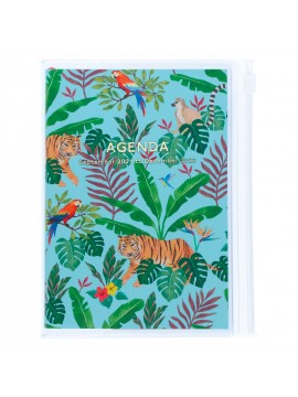 Diary 2022 A6 Vertical Type Zipped Recycled Cover 16 hours Turquoise - Jungle Mark's