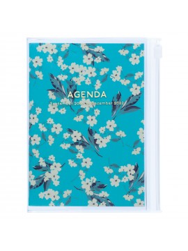 Diary 2022 A6 Vertical Type Zipped Recycled Cover 16 hours Turquoise - Fmower Mark's