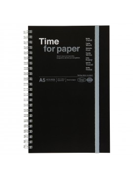 Spiral notebook with elastic band A5 Black - Time for paper