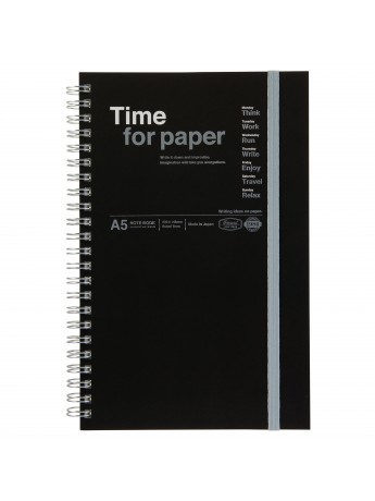 Spiral notebook with elastic band A5 Black - Time for paper