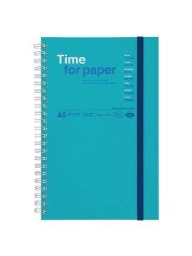 Spiral notebook with elastic band A5 Turquoise - Time for paper