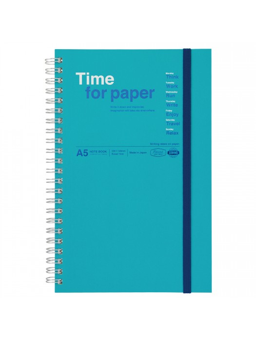 Carnet de notes à Spirale avec élastique A5 Turquoise - Time for paper -  Marks-store