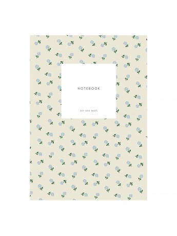 Small Notebook Dot Grid Small flowers creamy grey - KARTOTEK