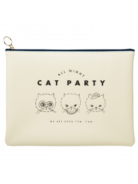 Stationery Pouch White - Cat Party