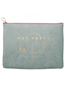 Stationery Pouch Gray - Cat Party