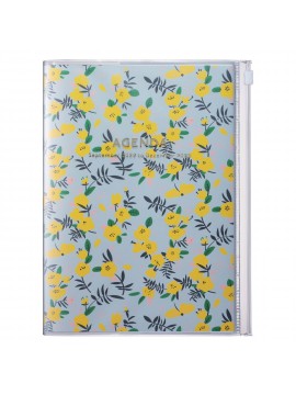 Diary 2023 A5 Vertical Type Zipped Recycled Cover 16 hours Yellow - Flower Mark's