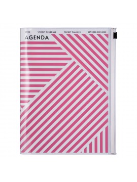 Diary 2023 A5 Vertical Type Zipped Recycled Cover 16 hours Purple - Geometric Mark's