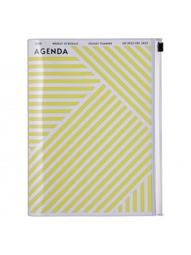 Diary 2023 A5 Vertical Type Zipped Recycled Cover 16 hours Yellow - Geometric Mark's