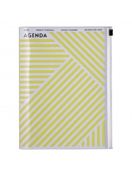 Diary 2023 A5 Vertical Type Zipped Recycled Cover 16 hours Yellow - Geometric Mark's