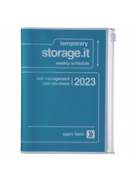 Diary 2023 B6 Vertical Type Zipped Recycled Cover 16 hours Navy - Storage.it Mark's