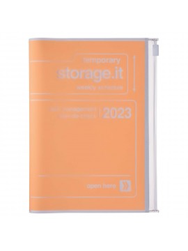 Diary 2023 B6 Vertical Type Zipped Recycled Cover 16 hours Orange - Storage.it Mark's