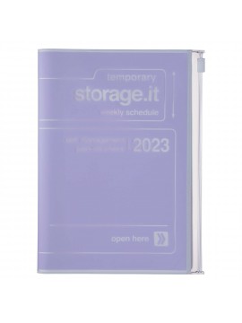 Diary 2023 B6 Vertical Type Zipped Recycled Cover 16 hours Purple - Storage.it Mark's