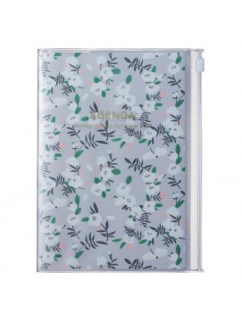 Diary 2023 B6 Vertical Type Zipped Recycled Cover 16 hours Gray - Flower Mark's