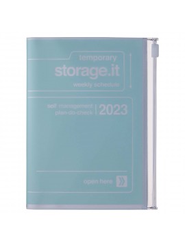 Diary 2023 A6 Vertical Type Zipped Recycled Cover 16 hours Mint - Storage.it Mark's
