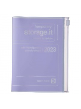 Diary 2023 A6 Vertical Type Zipped Recycled Cover 16 hours Purple - Storage.it Mark's