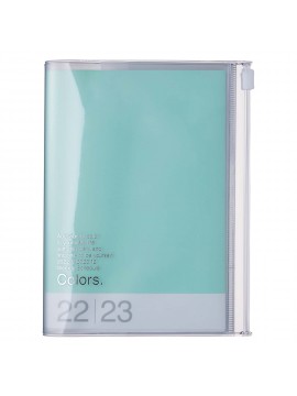 Diary 2023 A6 Vertical Type Zipped Recycled Cover 16 hours Mint - Colors Mark's