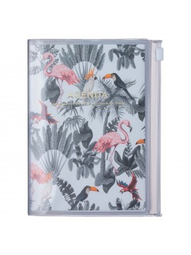 Diary 2023 A6 Vertical Type Zipped Recycled Cover 16 hours White - Jungle Mark's