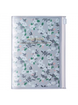 Diary 2023 A6 Vertical Type Zipped Recycled Cover 16 hours Gray - Flower Mark's