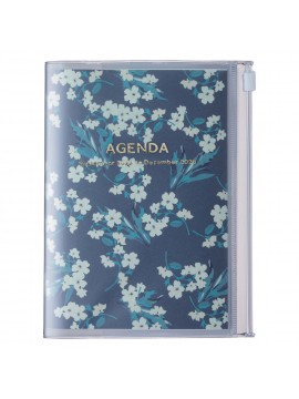 Diary 2023 A6 Vertical Type Zipped Recycled Cover 16 hours Navy - Flower Mark's