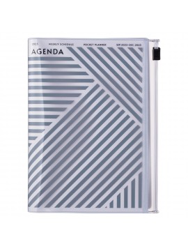 Diary 2023 A6 Vertical Type Zipped Recycled Cover 16 hours Gray - Geometric  Mark's