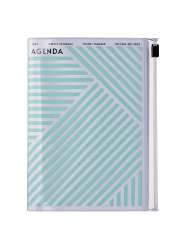 Diary 2023 A6 Vertical Type Zipped Recycled Cover 16 hours Mint - Geometric  Mark's
