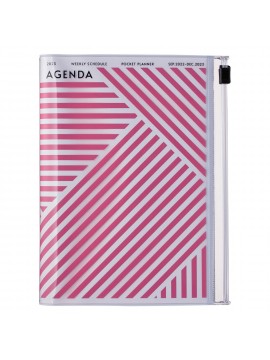 Diary 2023 A6 Vertical Type Zipped Recycled Cover 16 hours Purple - Geometric  Mark's