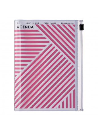 Diary 2023 A6 Vertical Type Zipped Recycled Cover 16 hours Purple - Geometric  Mark's