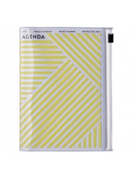Diary 2023 A6 Vertical Type Zipped Recycled Cover 16 hours Yellow - Geometric  Mark's