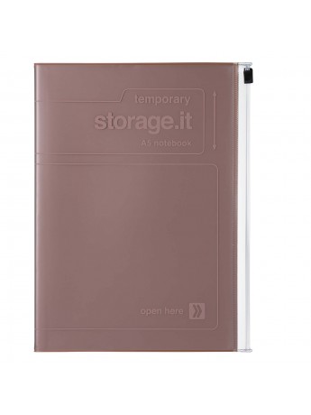 Notebook A5 Recycled PVC cover with zipper Brown - Storage.it Mark's