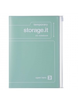 Notebook A5 Recycled PVC cover with zipper Mint - Storage.it Mark's