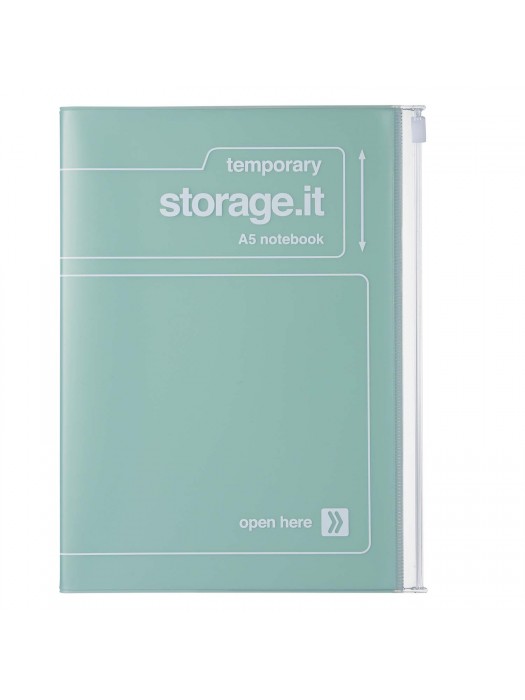 Notebook A5 Recycled PVC cover with zipper Mint - Storage.it Mark's