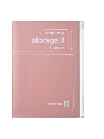 Notebook A5 Recycled PVC cover with zipper Pink - Storage.it Mark's