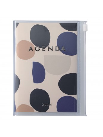 Agenda Semainier 2024 A6 Vertical Base Horaire 16H Couverture Zippée  Recyclée Navy- Abstract Mark's - Marks-store