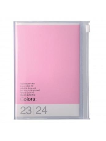Agenda Semainier 2024 A6 Vertical Base Horaire 16H Couverture Zippée  Recyclée Pink - Colors Mark's