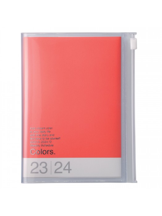 Agenda Semainier 2024 A6 Vertical Base Horaire 16H Couverture Zippée  Recyclée Red - Colors Mark's - Marks-store