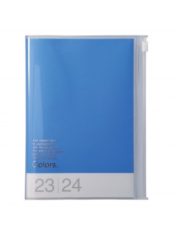 Agenda Semainier 2024 B6 Vertical Base Horaire 16H Couverture Zippée Recyclée Blue - Colors Mark's