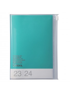 Agenda Semainier 2024 B6 Vertical Base Horaire 16H Couverture Zippée Recyclée Green - Colors Mark's