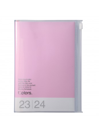 Agenda Semainier 2024 B6 Vertical Base Horaire 16H Couverture Zippée Recyclée Pink - Colors Mark's