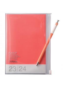 Agenda Semainier 2024 B6 Vertical Base Horaire 16H Couverture Zippée Recyclée Red - Colors Mark's