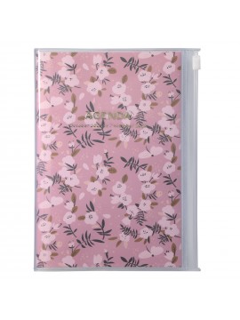 Agenda Semainier 2024 B6 Vertical Base Horaire 16H Couverture Zippée Recyclée Pink- Flower Mark's