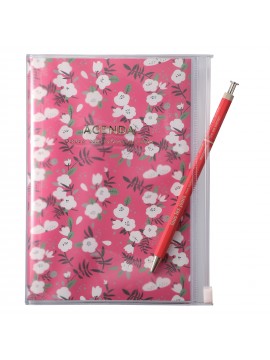 Agenda Semainier 2024 B6 Vertical Base Horaire 16H Couverture Zippée Recyclée Red - Flower Mark's